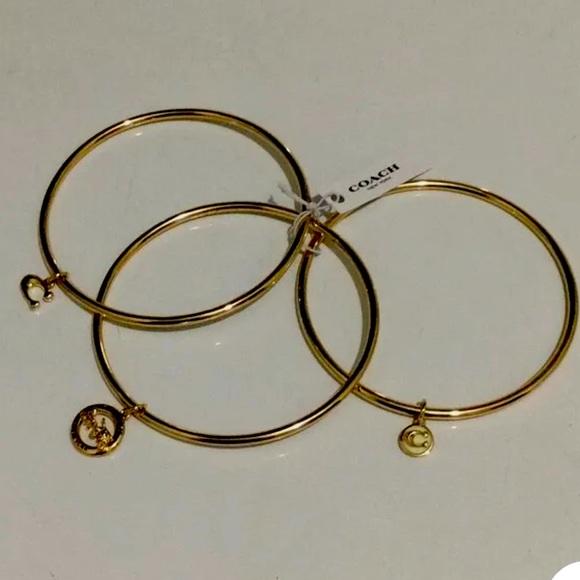 Auth NWT Coach 3 piece gold bangle bracelet set F76466 - Picture 4 of 5
